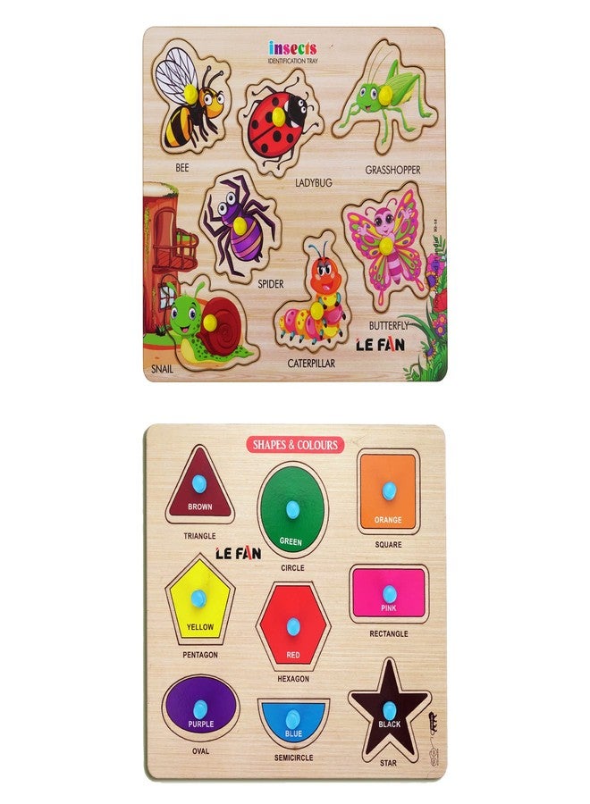 Lefan® Kids Fort Pre Nursery Educational Jigsaw Puzzles for Adults Kids Learning Toys Kit Board Game 2 pcs Set of Insects & Shapes & Colours. Educational Toy - Image 1